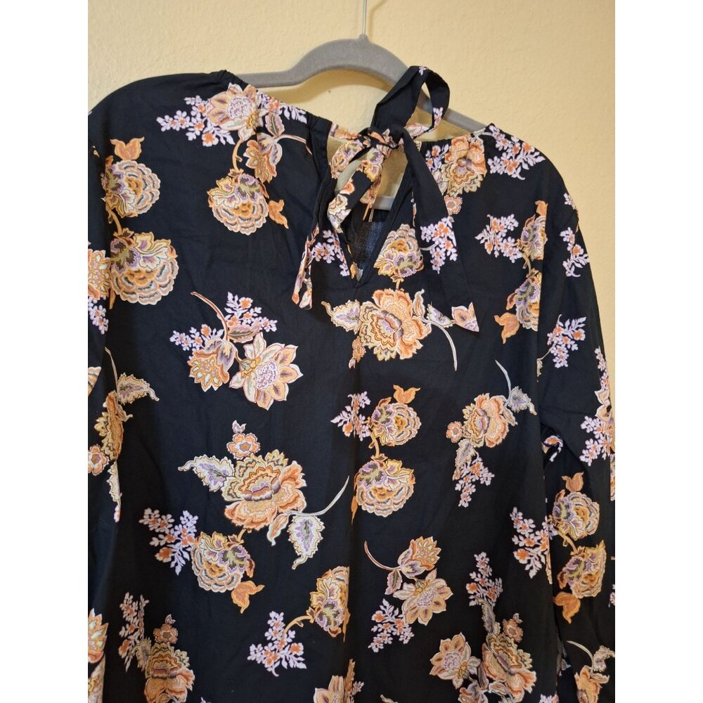 Who What Wear Black Floral Midi Dress 100%‎ Cotton Womens Size 2X Summer - Picture 4 of 12